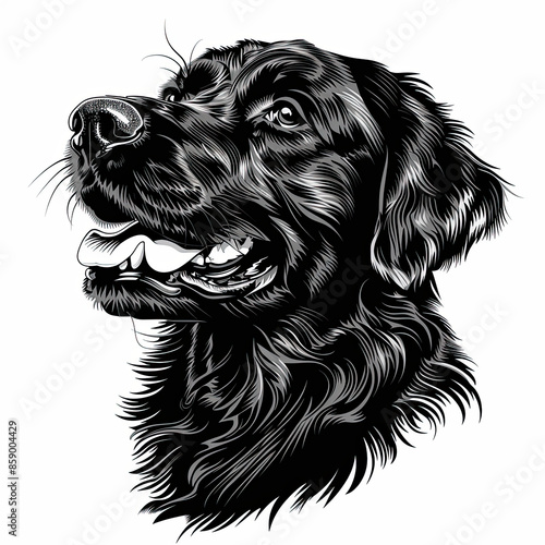 Wallpaper Mural A black and white drawing of a golden retriever dog Torontodigital.ca