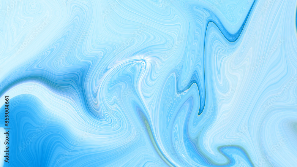 Fototapeta premium 4K Blue and white gradient backdrop with abstract liquid wave pattern. Design with flowing, wavy shapes. Blue crystal, and white clouds.