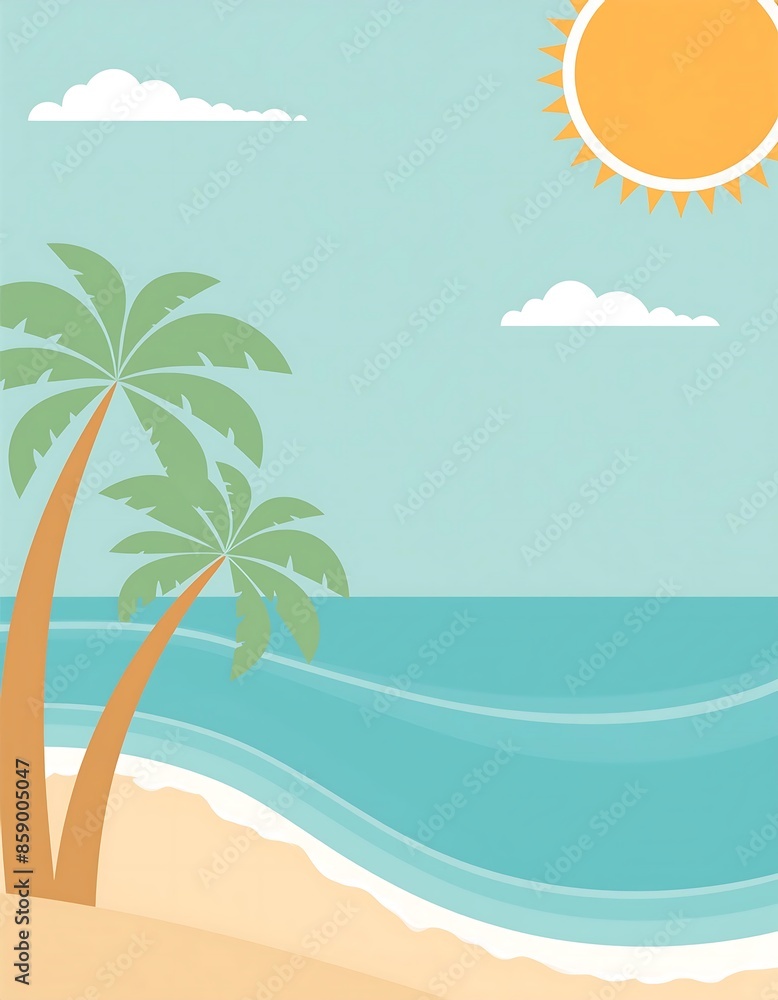 Obraz premium summer beach background with palm tree