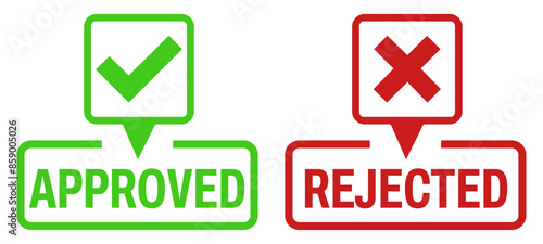 Set sign approved rejected icon. check mark and cross symbol design vector illustration