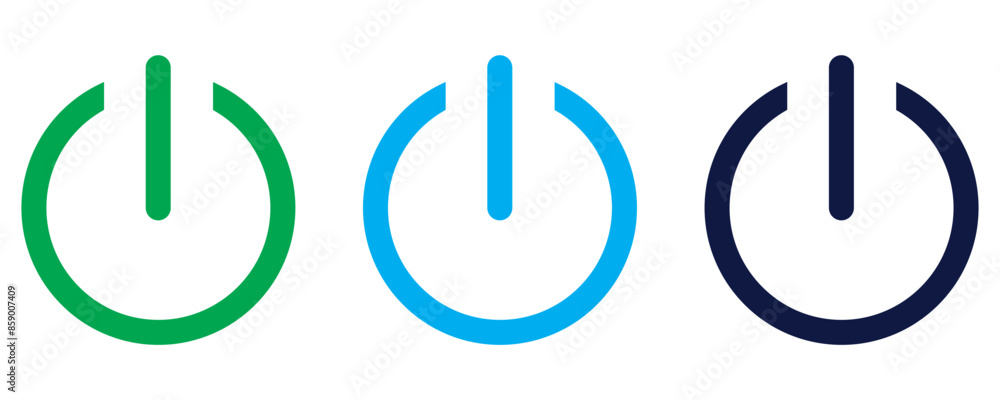 Power button icon vector isolated on white background, logo concept of power button sign on white background, black filled symbol icon Power button icon vector isolated on white background, logo concept of power button sign on white background, black filled symbol icon