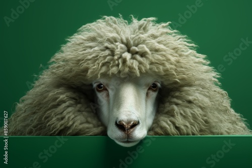 Humorous eid ul adha wallpaper  sheep s head popping out of green sheet, eid mubarak celebration photo
