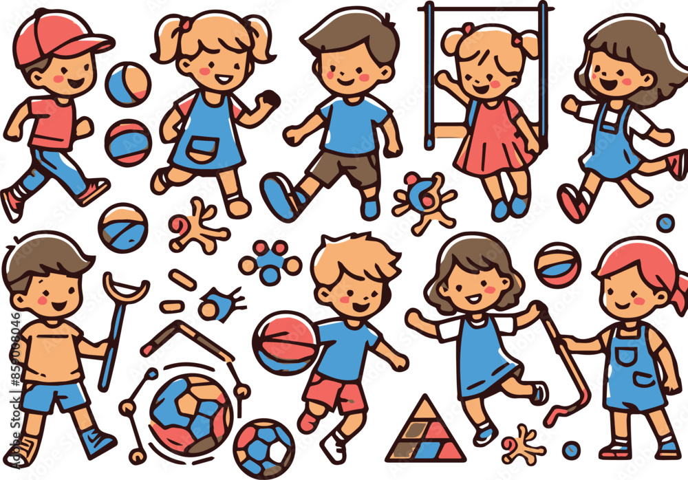 This high-quality illustration brings childhood joy to life in a captivating color scene. This high-quality illustration brings childhood joy to life in a captivating color scene.