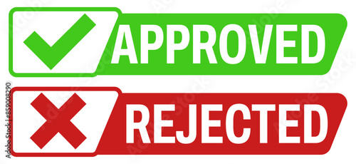 set approved rejected icon. right and wrong symbol sticker labels design vector illustration