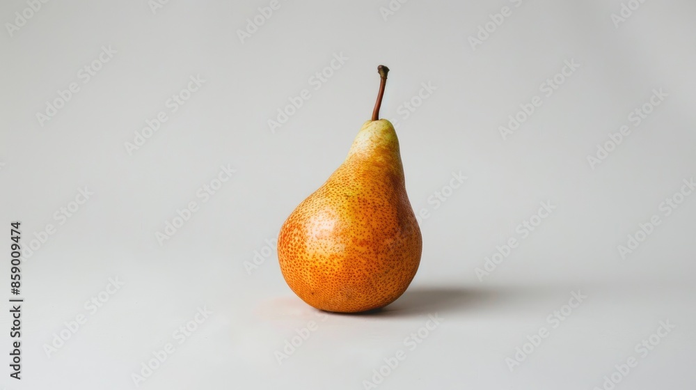Studio photoshoot of a single ripe pear on a white background Studio photoshoot of a single ripe pear on a white background
