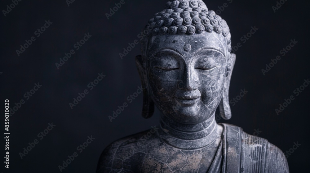 Siddhartha Gautama (Buddha) on a black background, in a mystical and charming atmosphere with a place to copy the text. Siddhartha Gautama (Buddha) on a black background, in a mystical and charming atmosphere with a place to copy the text.