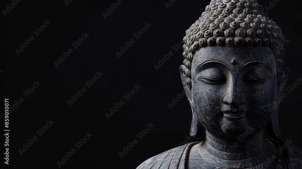 custom made wallpaper toronto digitalSiddhartha Gautama (Buddha) on a black background, in a mystical and charming atmosphere with a place to copy the text.