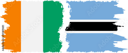 Botswana and Ivory Coast grunge flags connection vector