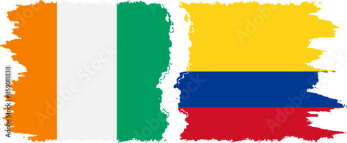 Free Download Colombia and Ivory Coast grunge flags connection vector - GFXLoad