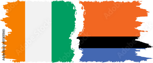 Chagos and Ivory Coast grunge flags connection vector