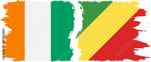 Free Download Congo-Brazzaville and Ivory Coast grunge flags connection vector - GFXLoad