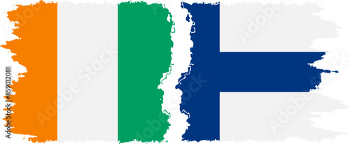 Finland and Ivory Coast grunge flags connection vector