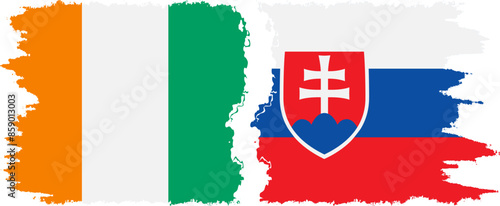 Photography Slovakia and Ivory Coast grunge flags connection vector