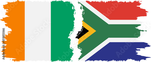 Free Download South Africa and Ivory Coast grunge flags connection vector - GFXLoad