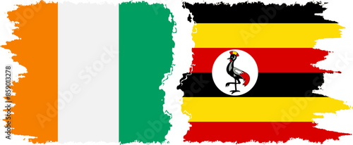 Free Download Uganda and Ivory Coast grunge flags connection vector - GFXLoad