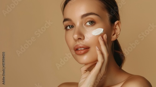 The woman with face cream