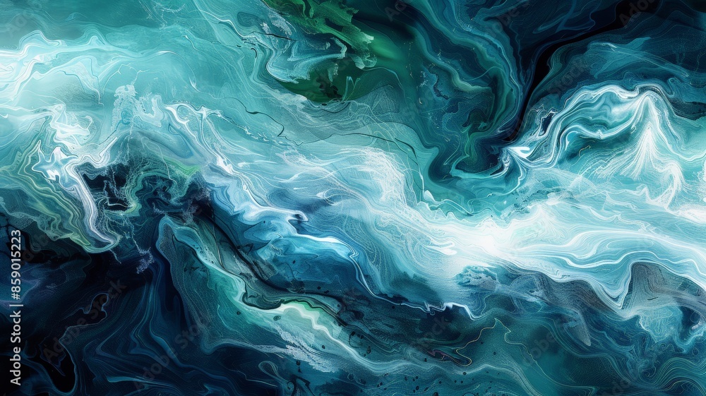 Abstract depiction of swirling shades of teal and white evoking a sense of fluid motion and natural elegance Abstract depiction of swirling shades of teal and white evoking a sense of fluid motion and natural elegance