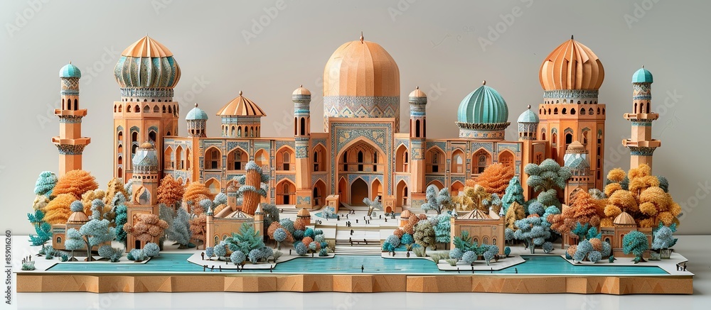 Detailed paper craft depiction of Tashkent's Amir Timur Square ...