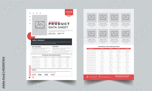 Product Data Sheet, Technical Data Sheet layout  2 Page Concept template design	