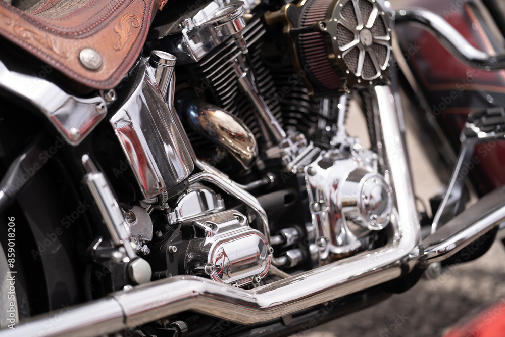 retro motorcycle in american style with chrome shiny parts retro motorcycle in american style with chrome shiny parts