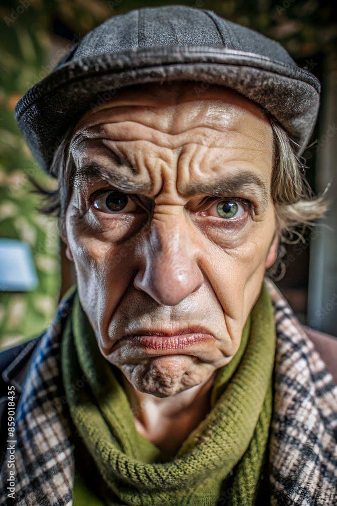 Illustrate a person with their nose wrinkled, lips pursed, and eyebrows furrowed, showing disgust Illustrate a person with their nose wrinkled, lips pursed, and eyebrows furrowed, showing disgust