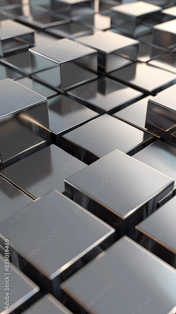Abstract high-tech background, 3d illustration with abstract high-tech background with metal square blocks Abstract high-tech background, 3d illustration with abstract high-tech background with metal square blocks