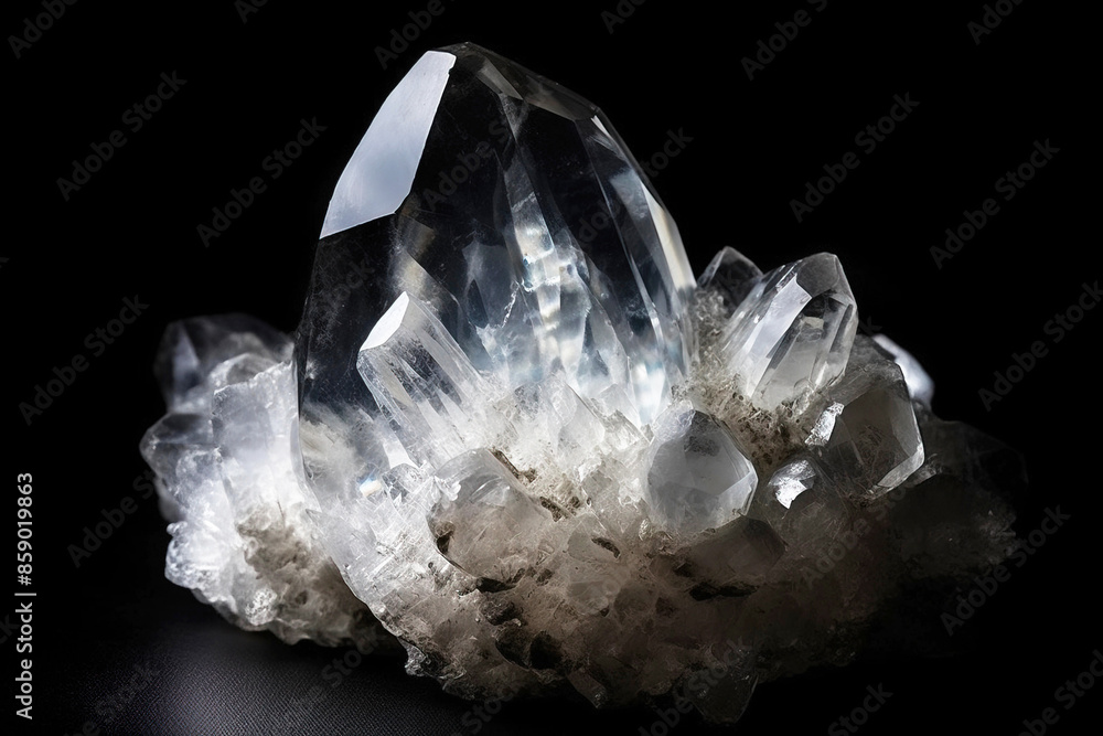 Rock is a rare precious natural stone on a black background. AI generated. Header banner mockup with space. Rock is a rare precious natural stone on a black background. AI generated. Header banner mockup with space.