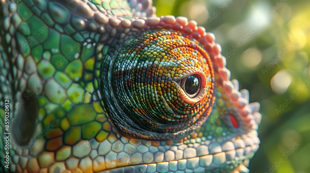 Naklejka premium close up photo chameleon eye