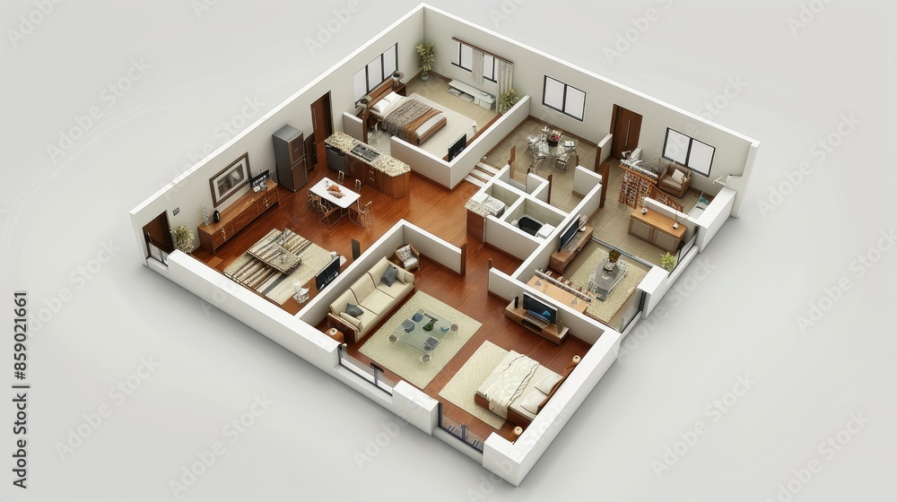 Naklejka premium 3d floor plan home design