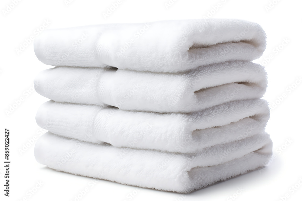Stack of white towels isolated on a white background, soft focus. Stack of white towels isolated on a white background, soft focus.