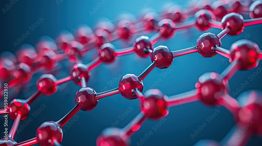 A close-up 3D rendering of a graphene molecular structure A close-up 3D rendering of a graphene molecular structure