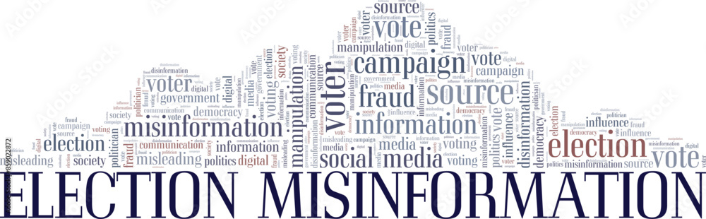 Election Misinformation word cloud conceptual design isolated on white background. Election Misinformation word cloud conceptual design isolated on white background.