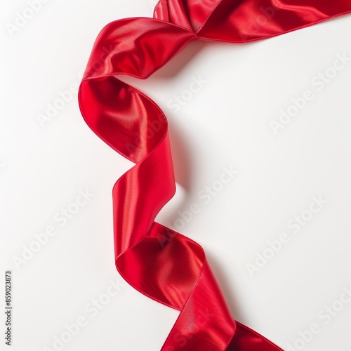 Beautiful red bow from satin ribbon on white background