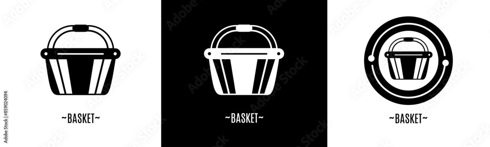 Basket logo set. Collection of black and white logos. Stock vector. Basket logo set. Collection of black and white logos. Stock vector.