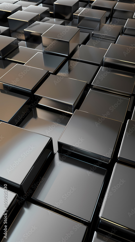 Abstract high-tech background, 3d illustration with abstract high-tech background with metal square blocks Abstract high-tech background, 3d illustration with abstract high-tech background with metal square blocks