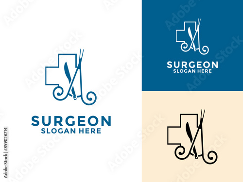 Surgeon logo vector design, Surgery department logo. Medical surgical logo, Surgery department logo
