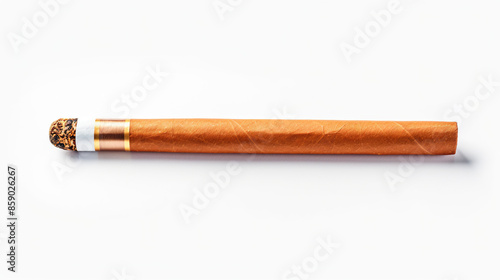 An single cigarette on a background of pristine white