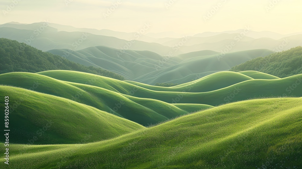 Rolling green hills and valleys in the countryside. Rolling green hills and valleys in the countryside.