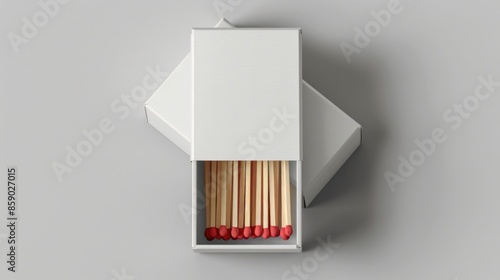 3D mock up of an empty white matchbox photo