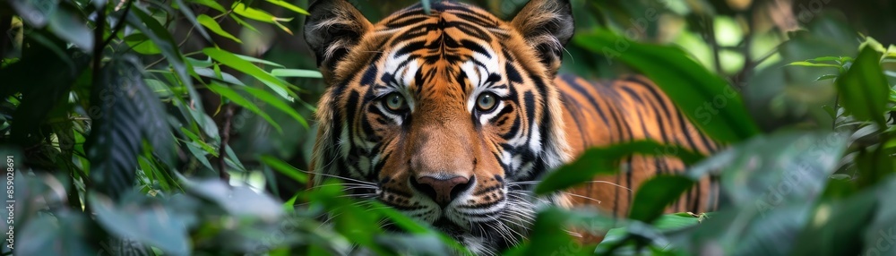 Naklejka premium Tiger Hiding in the Jungle