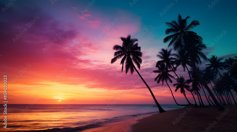 sunset beach with palm tree sunset beach with palm tree