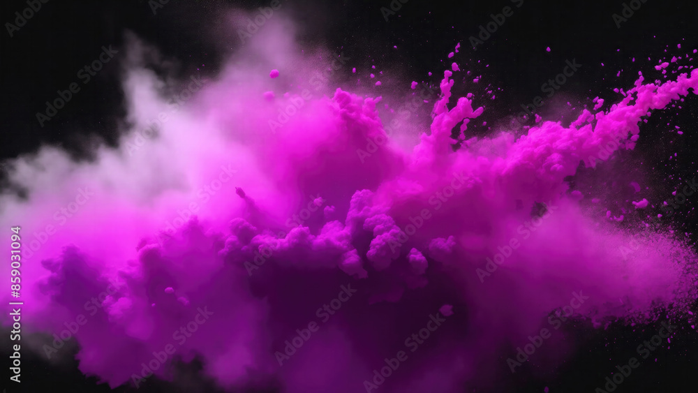 Pink, White and Purple colors dust on black background, Colored powder explosion Pink, White and Purple colors dust on black background, Colored powder explosion
