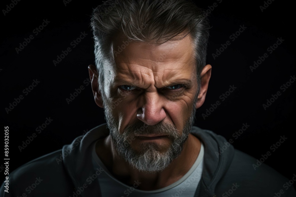 Fototapeta premium menacing stern angry man portrait close-up