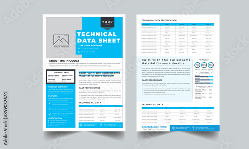 Technical Data Sheet layout template design 2 Page Concept template design