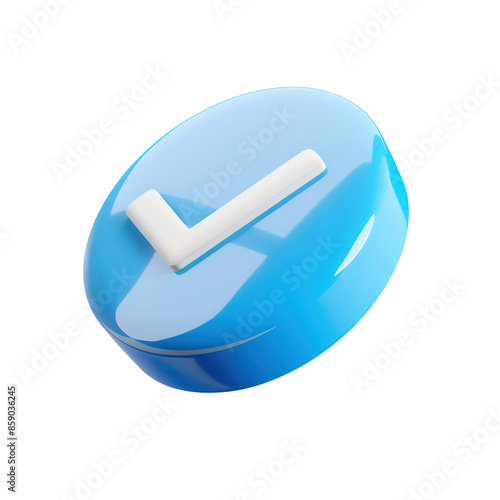 Blue verify 3d icon cartoon style floating on transparency background PNG
 photo