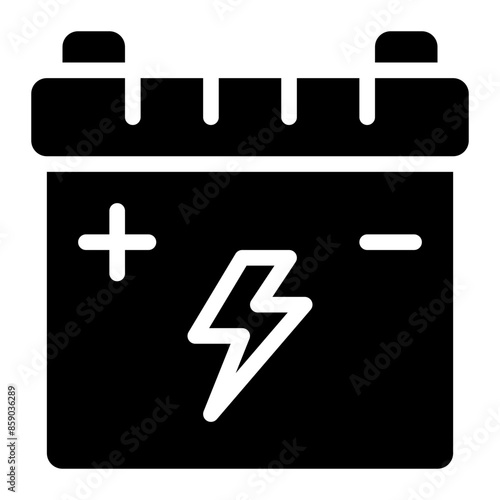 accumulator, accu, rechargeable, battery, energy source, electric, energy storage, energy solid glyph icon