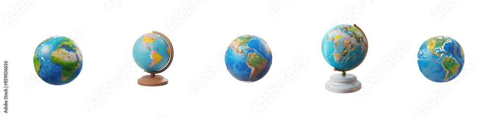 Collection of earth globe 3d icon cartoon style floating on ...