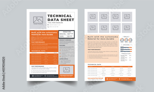 Technical Data Sheet layout template design 2 Page Concept template design