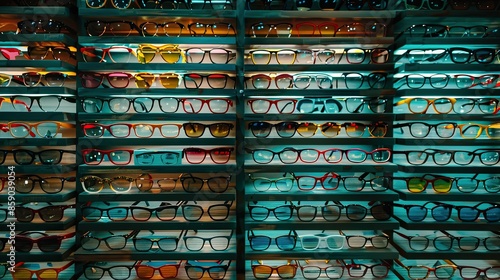 Eyeglasses shop fashion eyeglasses eyeglasses displayed on the shelves of the eyeglasses department store