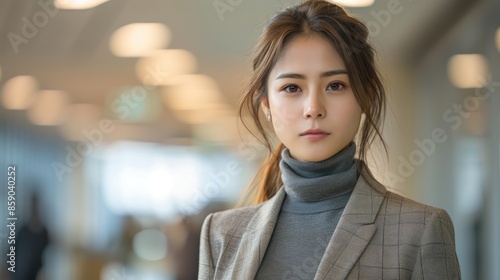 Wallpaper Mural A young woman in a blazer stands confidently in a contemporary office space Torontodigital.ca